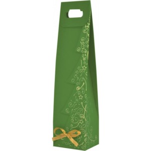 Papierová taška na víno zelená s tlačou